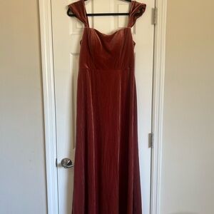 Jenny Yoo Dusty Rose Velvet “Issa” Bridesmaids Gown, Size 10